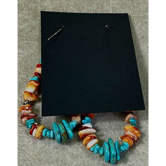 Native American Loop Dangle Earrings 925 Santo Domingo Kewa Pueblo Spiny Oyster - Picture 7 of 12